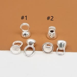 2 Sterling Silber Endkappen mit Schlaufe, 925 Silber glänzende Endkappe für Perle, kleine Anhängerkappe für die Schmuckherstellung, Perlenschmuckzubehör