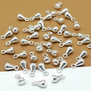 15 Sterling Silver Tiny Drop Charms for Extension Chains, 925 Silver Water Drop Charms for Chain Extender