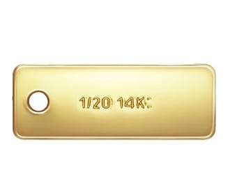 2stk 14K Gold Filled Rechteck Qualität Tags, Rechteck Anhänger 3 x 8 mm, Gold Filled Verlängerung Qualität Tag, Verlängerungskette Ende, Schmuckzubehör