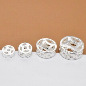 4 Sterling Silver Coin Tire Beads 2-sided, 925 Silver Coin Beads, Shiny Coin Beads, Money Beads, Spacer Beads, Necklace Bead, Bracelet Bead