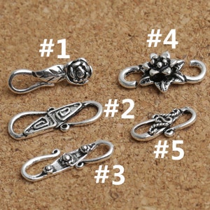 10 Sterling Silver S Clasp, Sterling Silver Rose S Clasp, 925 Silver Flower S Clasp, Hook Clasp, Greek Key S Clasp
