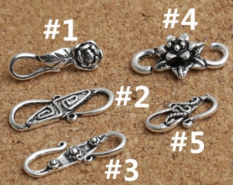5 Sterling Silver S Clasps, Sterling Silver Rose S Clasp, 925 Silver Flower S Clasp, Hook Clasp, Greek Key S Clasp