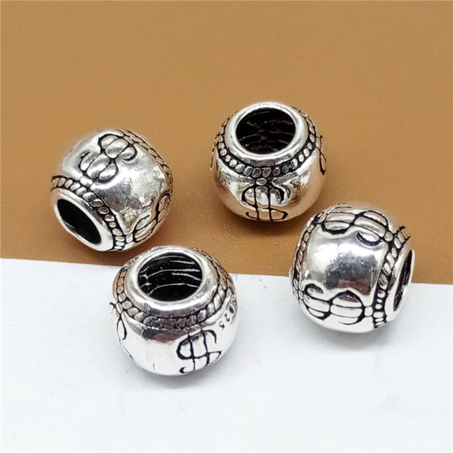 2 Sterling Silver Dollar Beads 925 Silver Dollar Bead for Etsy