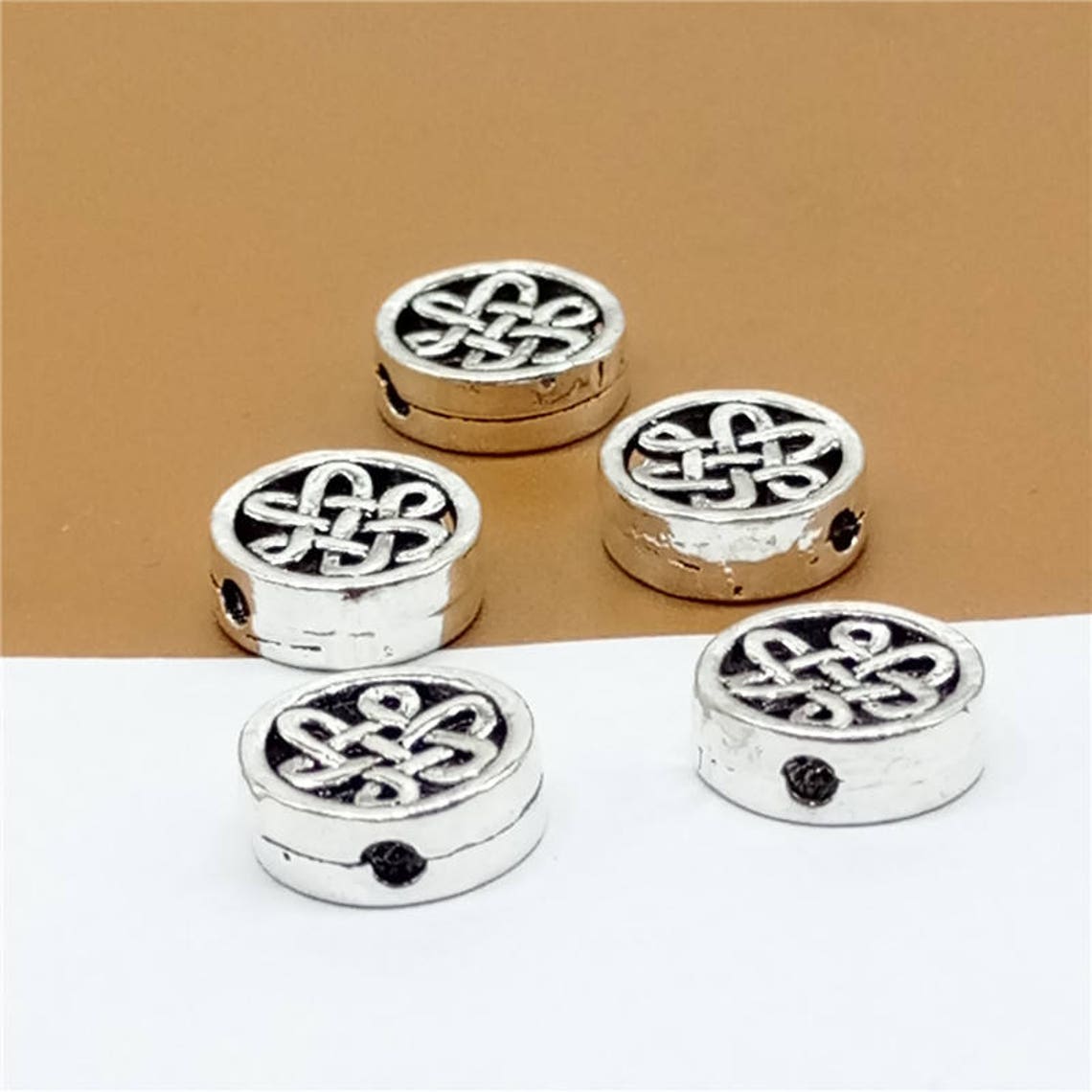 5 Sterling Silver Knot Beads Sterling Knot Beads 925 Silver Etsy