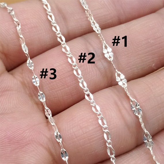 Sterling Silver Sequin Chain, Bulk, 5 Feet, Jewelry Making Supplies