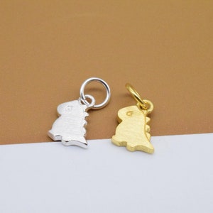4 Sterling Silver Dinosaur Charms 2-Sided, 925 Silver Small Dinosaur Charm, Gold Plated Animal Charm, Bracelet Charm, Earring Charm
