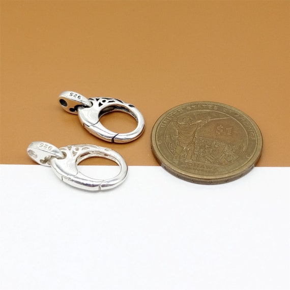 Sterling Silver Oval Push Clasp, 925 Silver Hinged Ring Clasp, Spring Gate  Clasp, Push Gate Clasp, Bracelet Necklace Holder Clasp Connector 