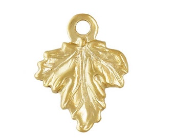 14Kゴールドメッキのリーフチャーム、ゴールドトーンのメープルリーフ