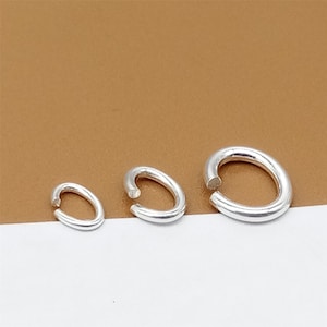 Sterling Silver Oval Jump Ring, Open Jump Ring, 925 Silver Oval Jump Ring Thickness 0.7mm 0.9mm 1.2mm, approx 17, 19, 21 gauge