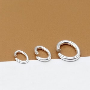 Sterling Silver Oval Jump Ring, Open Jump Ring, 925 Silver Oval Jump Ring Thickness 0.7mm 0.9mm 1.2mm, approx 17, 19, 21 gauge