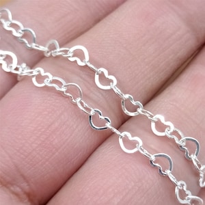 Sterling Silber Herzkette, Großherzketten, Unfertige Kette, 925 Silber Herzkette, Liebe Herz Gliederkette Filmmaterial 100 cm 3.28 ft
