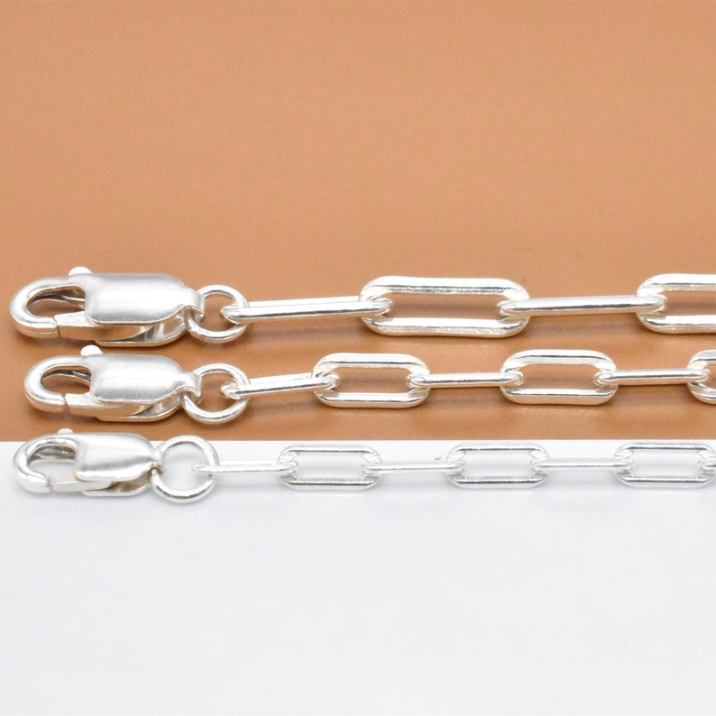 Sterling Silver Paper Clip Chain 925 Silver Paperclip Chain Etsy