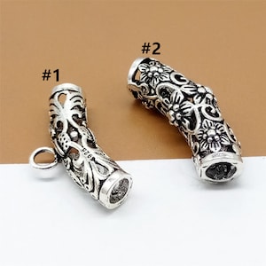 3 Sterling Silver Flower Curve Tube Beads, 925 Silver Flower Tube for Floral Bracelet
