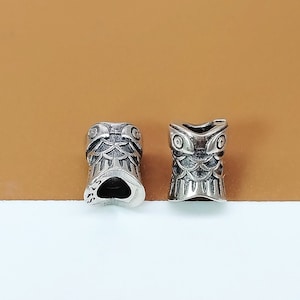 4 Sterling Silver Fish Tube Beads, 925 Silver Fish Bead, Large Hole Bead, Sea Bead, Ocean Bead, Necklace Bead, Bracelet Bead