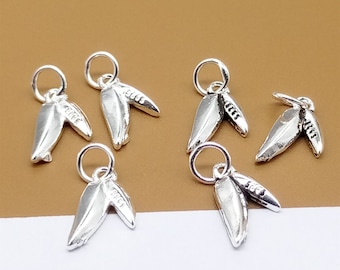 10 Sterling Silver Leaf Charms, 925 Silver Leaf Charm, Small Leaves Charm, Tree Charm, Nature Charm, Bracelet Charm, Necklace Charm