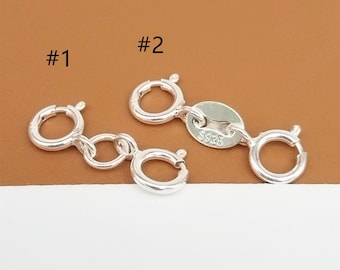 4 sterlingzilveren dubbele veerringsluiting, 925 zilveren veerringsluiting met ovaal kwaliteitslabel, glanzende armbandsluiting, kettingsluitingverlenger