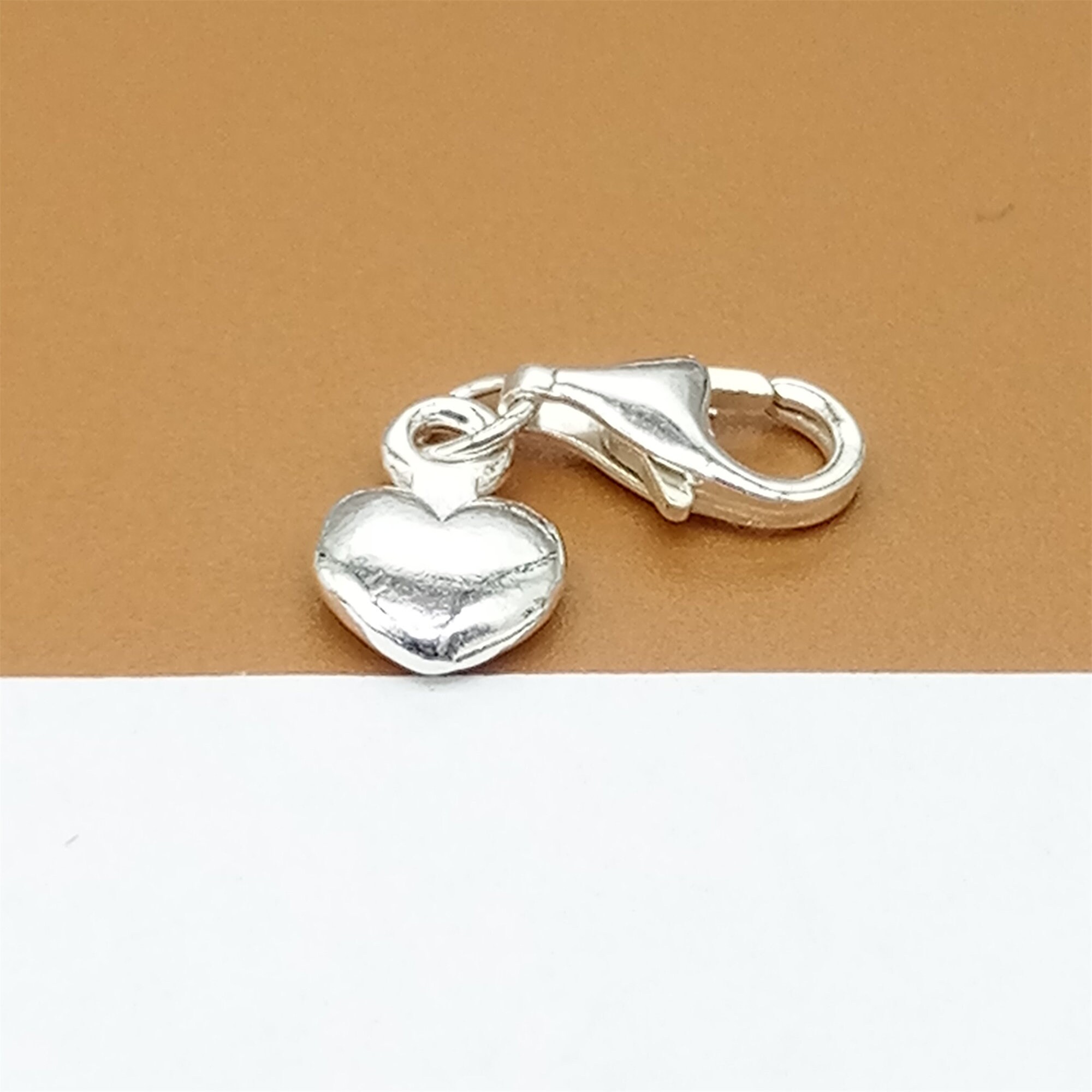 Sterling Silver TINY Heart Clip on Charm, 925 Silver Small Heart