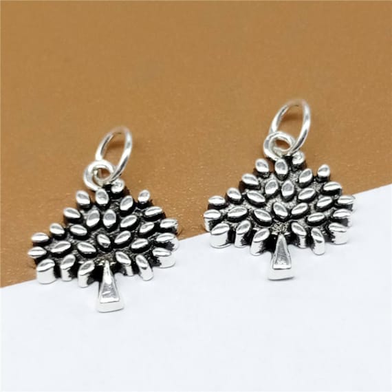 5 perline a forma di foglia in argento sterling, perline a
