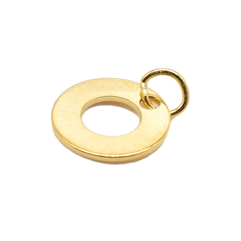 2pcs 18K Gold Vermeil Style Tiny Cut-out Circle Charms on 925 Sterling Silver Geometry Charm Heavy 18K Gold Plated Circle Charm