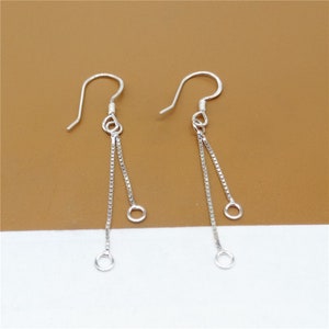 2 Pairs Sterling Silver Ear Wires, Earring Hook, Sterling Silver Ear Wire Hooks, Ear Threads, Ear Threader