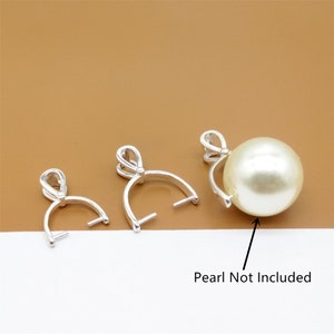 2 Sterling Silver Pendant Pinchs for Half Drilled Pearl Bead, 925 Silver Pinch Bails, Pearl Bail, Charm Pinch Bail, Pendant Bail