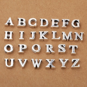 2 cuentas deslizantes con letras del alfabeto en plata de ley 925, cuentas deslizantes, cuentas con letras para pulsera