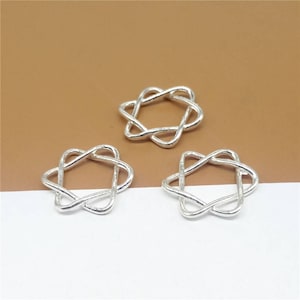 4 Sterling Silver Star Of David Connector Charms, David Star Charm, Sterling Star of David Beads, 925 Silver Star of David Bead 17mm