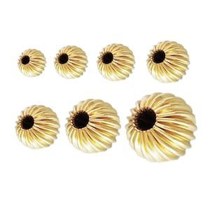 14K Gold Filled Corrugated Beads 2.5mm 3mm 4mm 5mm 6mm 8mm 10mm, Gold Filled Round Ball Beads, Bulk Beads, Straight Corrugated Beads