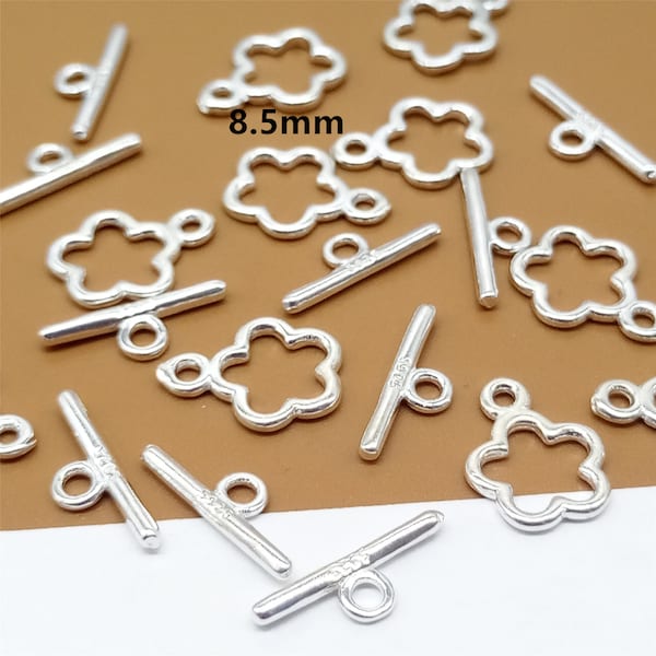 5 Sterling Silver Flower Toggle Clasp 8.5mm, 925 Silver Small Toggle Clasp, Bracelet Clasp, Necklace Clasp