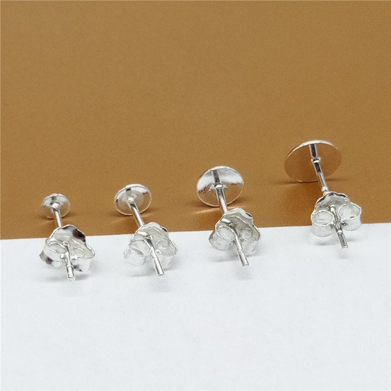 Supvox 20pc Alloy Stud Earrings Post Blank Base with Loop Ear Pins for DIY Jewelry Making (Silver)