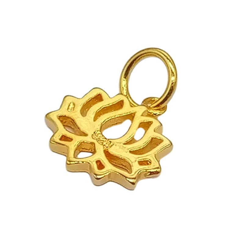 2pcs 18K Gold Vermeil Style Lotus Charms 2-Sided 18K Gold Plated over 925 Sterling Silver Lotus Flower Charm for Yoga Meditation Necklace