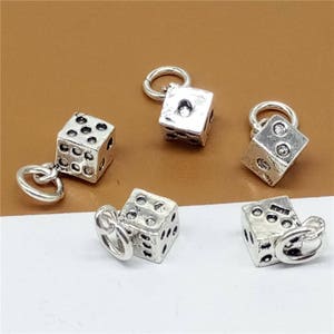 2 Sterling Silber Würfel-Charms, 925er Silber Würfel-Charms, Craps Anhänger