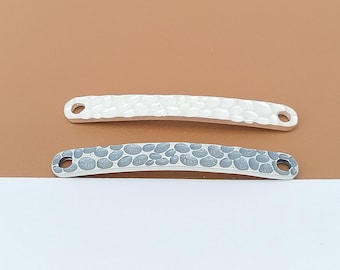 Sterling Silver Concave Connector Charm, 925 Silver Bird Nest Design Connector, Curve Bar Connector, Bar Charm, Charm Connector