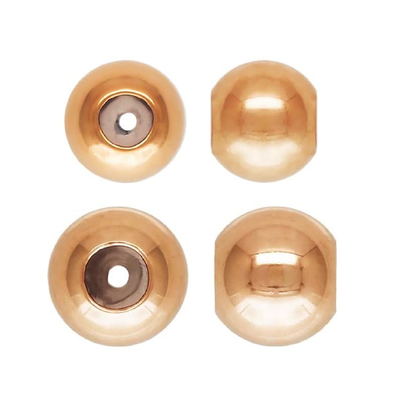14K Rose Gold Filled Stopper Beads Necklace Bead 3mm 4mm Rose Gold Filled Smart Beads with Silicone Round Silicone Beads Bracelet Bead
