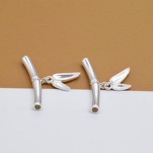 4 Sterling Silver Bamboo Curve Tube Beads, 925 Silver Bamboo Leaf Tube, Noodle Tube Bead, Shiny Spacer Bead, Bracelet Bead, Necklace Bead