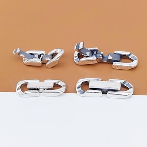 Chiusura pieghevole in argento sterling 925, accorciatore per collana, connettore per bracciale, fibbia a maglia infinito, chiusura a scatto 17 mm 18 mm 20 mm
