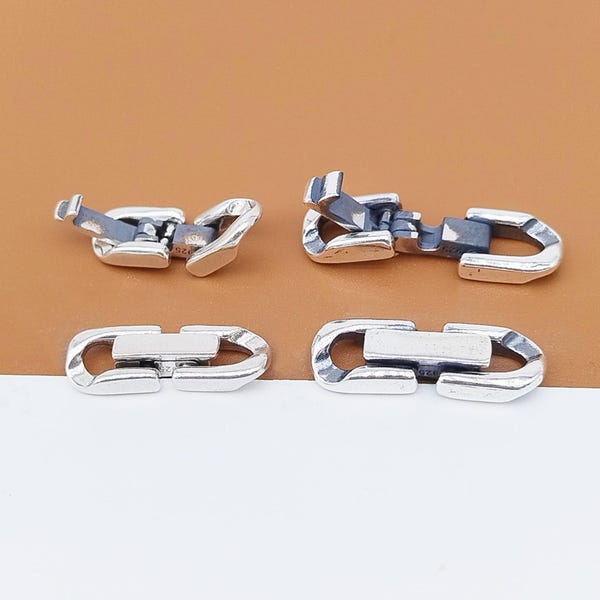 Cierre plegable de plata de ley 925, acortador de collar, conector de pulsera, hebilla de eslabón infinito, cierre a presión 17 mm 18 mm 20 mm