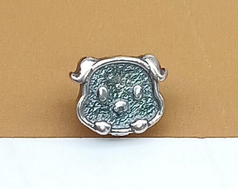 5 Sterling Silver Dog Button Beads, 925 Silver Puppy Button Bead, Pet Button Bead, Button Spacer, Bracelet Button, Necklace Button