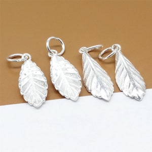 6 Sterling Silver Shiny Leaf Charms, Leaves Charms, 925 Silver Leaf Charm, Tree Charm, Nature Charm, Bracelet Charm, Necklace Charm