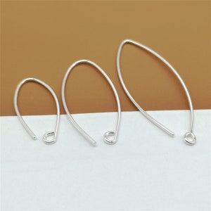 4 Pairs Sterling Silver Earring Hooks, V Shape Earring Wire, Ear Wire Hooks, 925 Silver Earring Hooks for Earring Jewelry Making