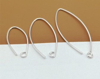 4 Pairs Sterling Silver Earring Hooks, V Shape Earring Wire, Ear Wire Hooks, 925 Silver Earring Hooks for Earring Jewelry Making