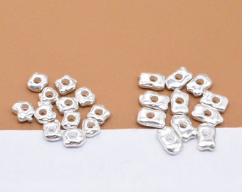 20 Sterling Silver Irregular Beads, 925 Silver Shiny Spacer Bead, Irregular Bead, Bracelet Bead, Necklace Bead 4.5mm 6mm