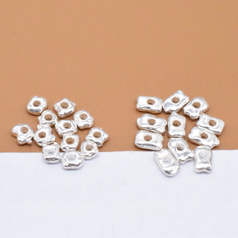 20 Sterling Silver Irregular Beads, 925 Silver Shiny Spacer Bead, Irregular Bead, Bracelet Bead, Necklace Bead 4.5mm 6mm image 1