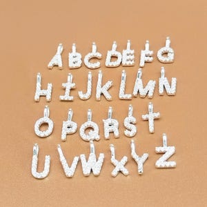 4 Sterling Silve Alphabet Charms w/ CZ, 925 Silver Small Letter Pendant, Alphabet Earring, Letter Charm, Bracelet Charm, Necklace Charm