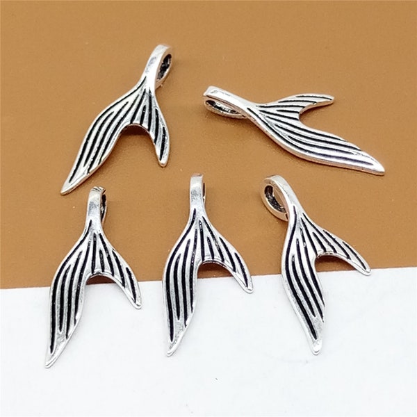 15 Sterling Silver Mermaid Tail Charms, Fairy Tale Charms, 925 Silver Mermaid Charms for Bracelet Necklace