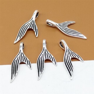 Ciondolo Coda Di Sirena In Argento Sterling 925 - Bijoux Blu, Foro 4.5 Mm, Fai Da Te Per Bracciale Europeo, Regalo Per Ragazza