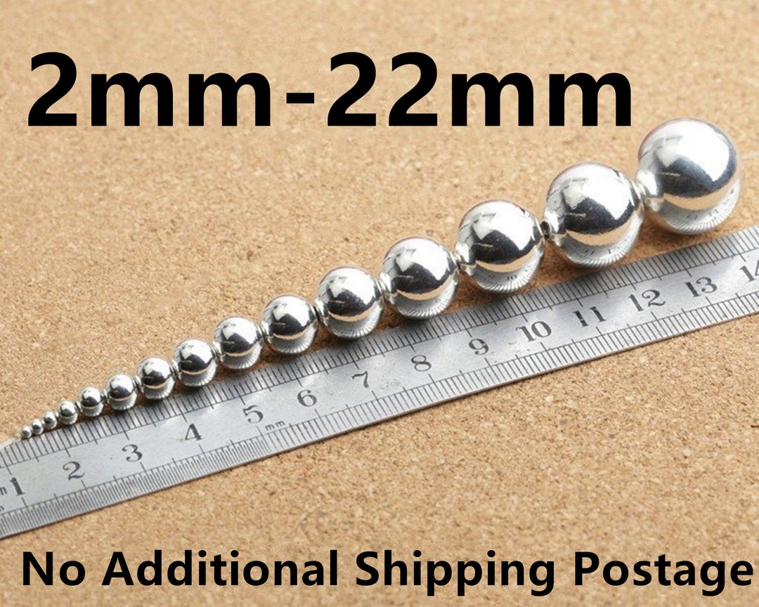 3mm, 4mm, 5mm & 6mm .925 Round Sterling Silver Beads, No Seam, Small Hole,  Beautiful Sterling Silver Beads for Jewelry Making (4mm Round .925 Sterling