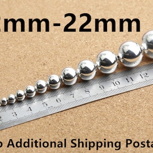 Sterling Silver Beads, Sterling Silver Seamless Round Ball Beads, 925 Silver Round Bead, Bracelet Bead, Necklace Bead 2mm 22mm image 1