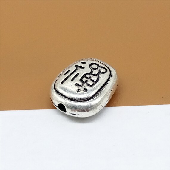 Perlina A Tubo In Argento Sterling 925 Con Incisione Loto - 49,5x9 Mm, Foro 5,5 Mm, Per Bracciale Yoga Meditazione