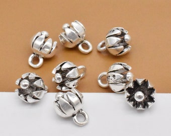 8 Sterling Silver Small Flower Charms, 925 Silver Oxidized Flower Charms, Floral Charm, Blossom Charm, Flower Necklace Charm, Bracelet Charm